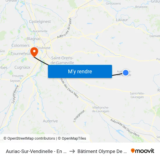 Auriac-Sur-Vendinelle - En Ramière to Bâtiment Olympe De Gouges map