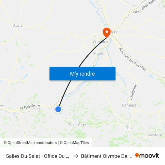 Salies-Du-Salat - Office Du Tourisme to Bâtiment Olympe De Gouges map