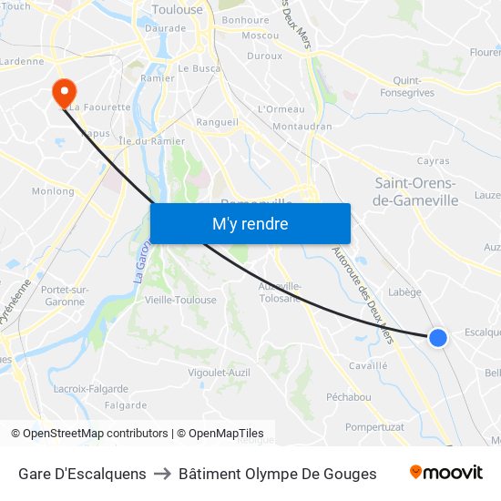 Gare D'Escalquens to Bâtiment Olympe De Gouges map