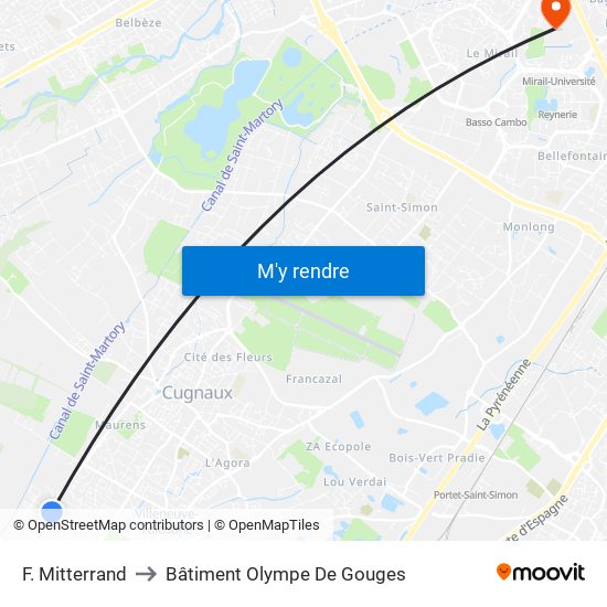 F. Mitterrand to Bâtiment Olympe De Gouges map