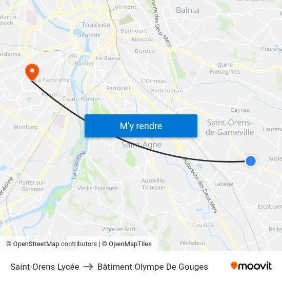 Saint-Orens Lycée to Bâtiment Olympe De Gouges map
