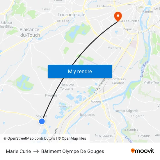 Marie Curie to Bâtiment Olympe De Gouges map