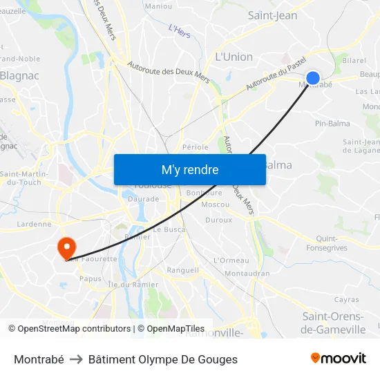 Montrabé to Bâtiment Olympe De Gouges map