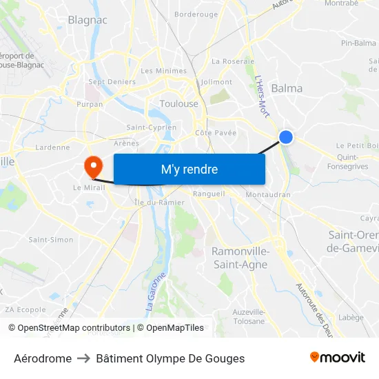 Aérodrome to Bâtiment Olympe De Gouges map