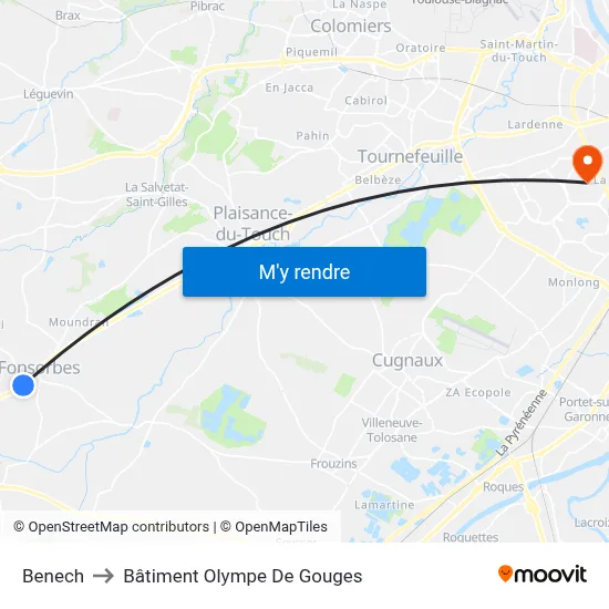 Benech to Bâtiment Olympe De Gouges map