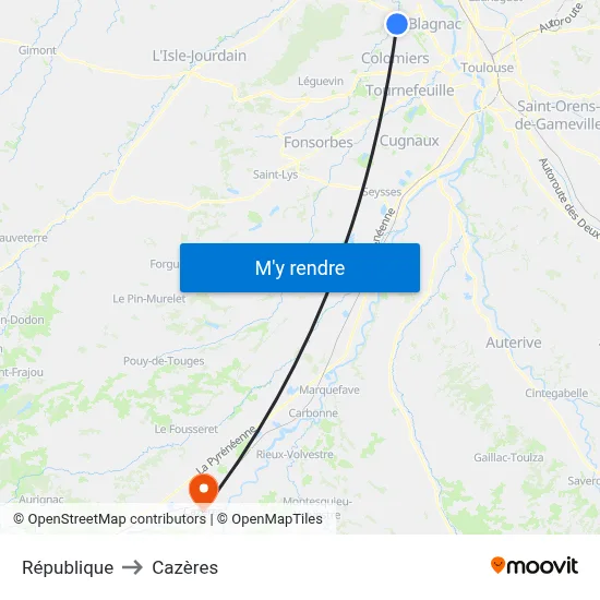 République to Cazères map