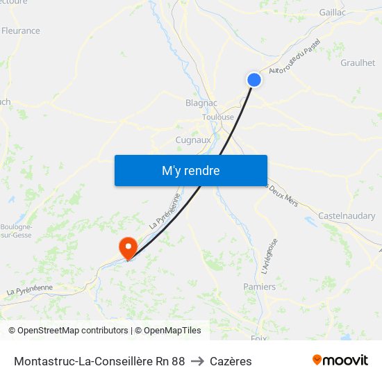 Montastruc-La-Conseillère Rn 88 to Cazères map