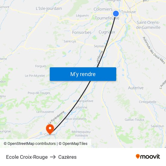 Ecole Croix-Rouge to Cazères map