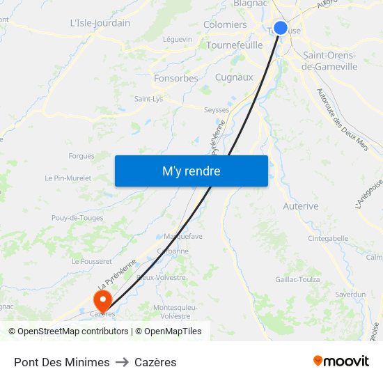 Pont Des Minimes to Cazères map