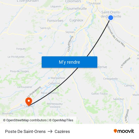 Poste De Saint-Orens to Cazères map