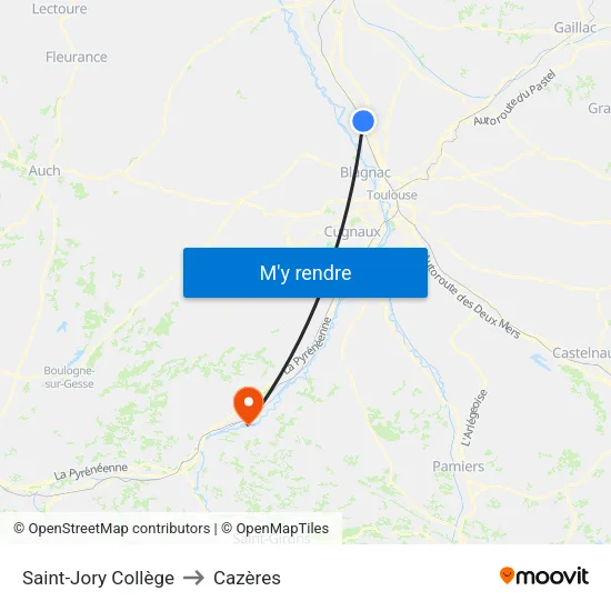 Saint-Jory Collège to Cazères map