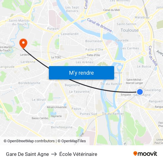 Gare De Saint Agne to École Vétérinaire map