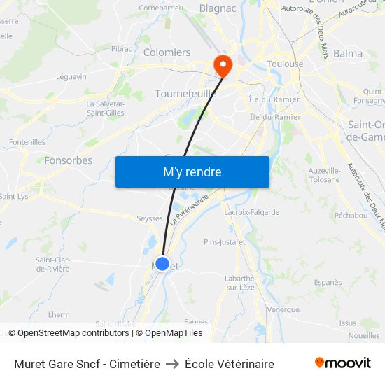 Muret Gare Sncf - Cimetière to École Vétérinaire map