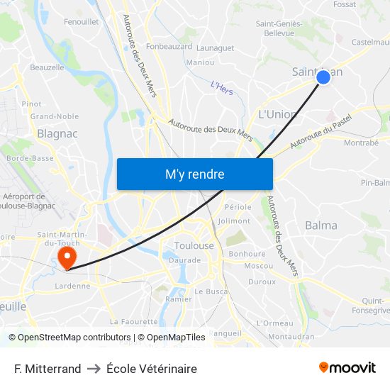 F. Mitterrand to École Vétérinaire map