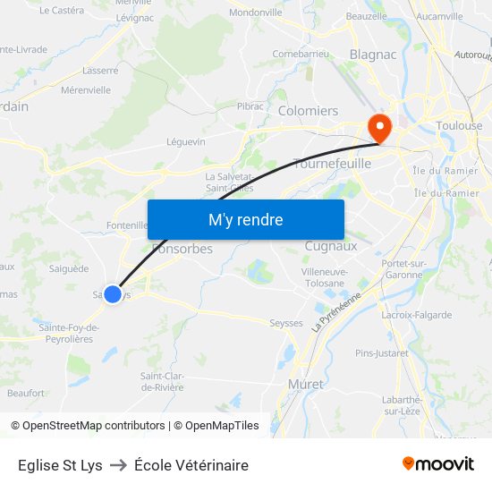 Eglise St Lys to École Vétérinaire map
