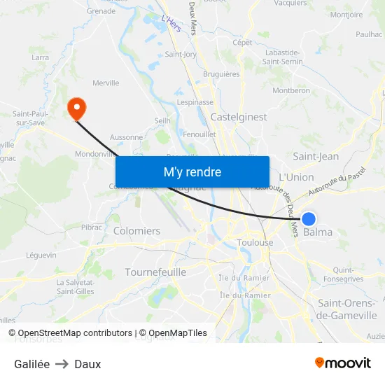 Galilée to Daux map