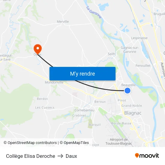 Collège Elisa Deroche to Daux map