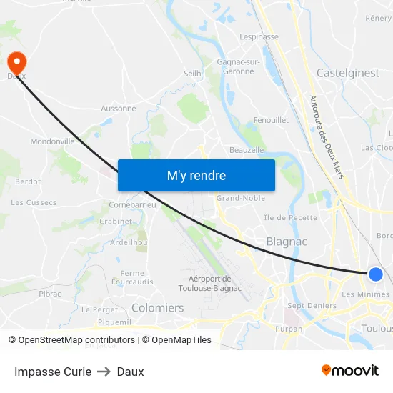 Impasse Curie to Daux map