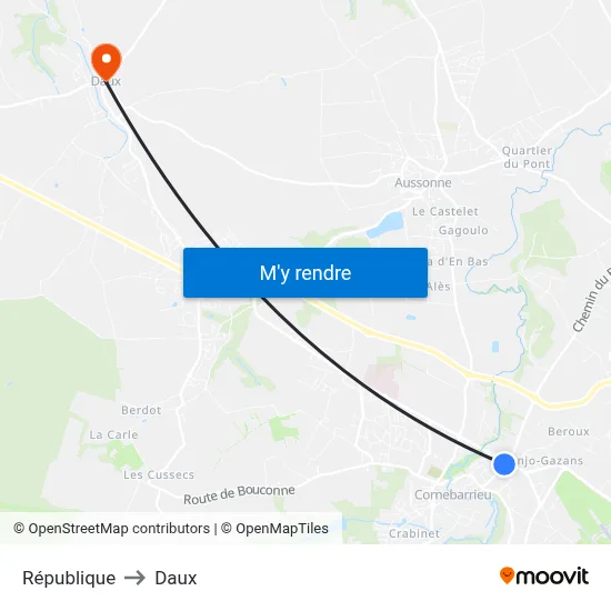 République to Daux map