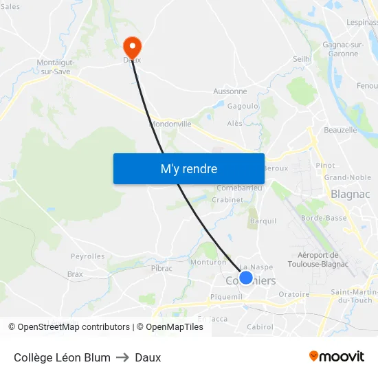 Collège Léon Blum to Daux map