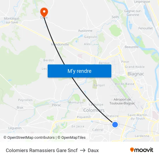 Colomiers Ramassiers Gare Sncf to Daux map