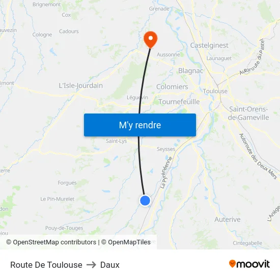 Route De Toulouse to Daux map