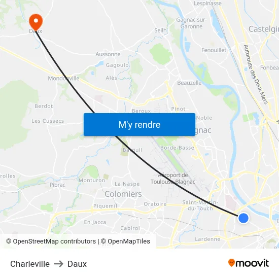 Charleville to Daux map