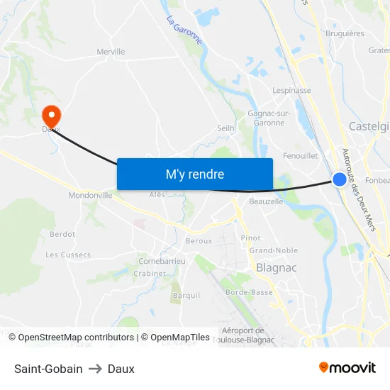 Saint-Gobain to Daux map