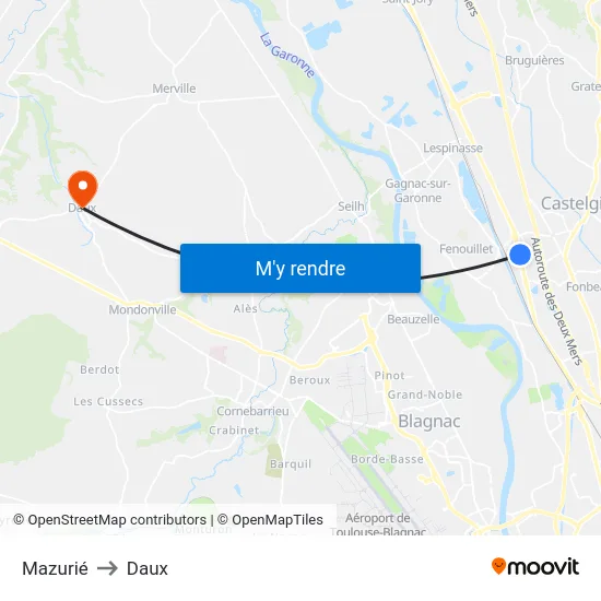 Mazurié to Daux map