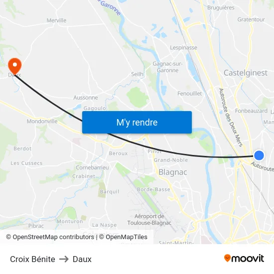 Croix Bénite to Daux map