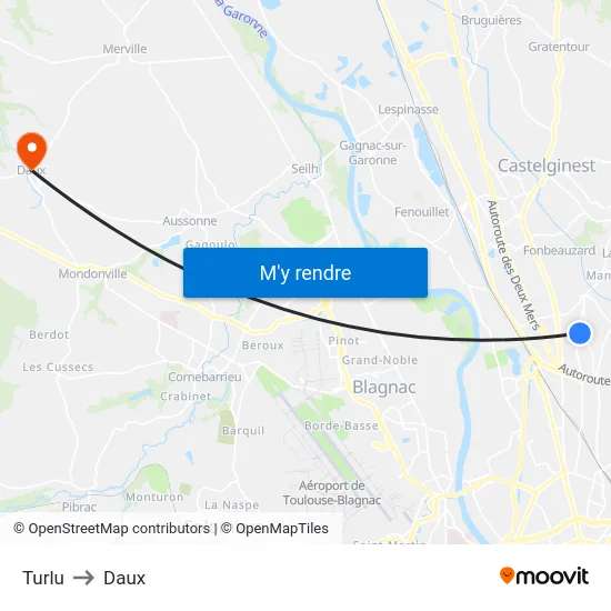 Turlu to Daux map