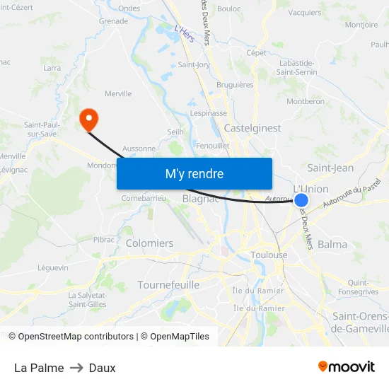 La Palme to Daux map