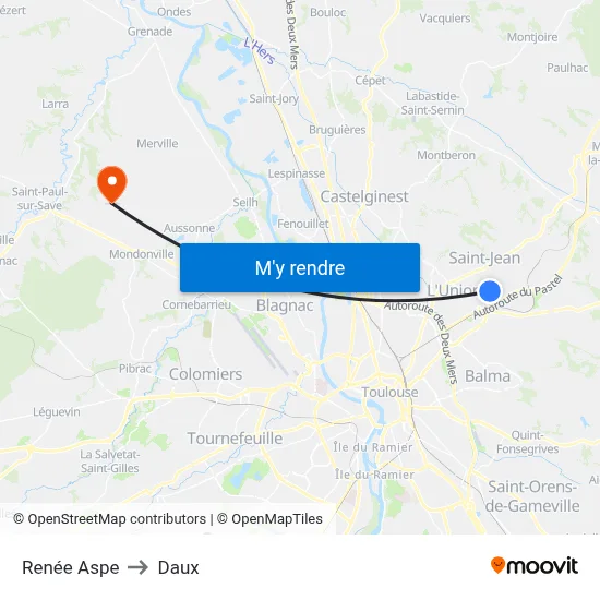 Renée Aspe to Daux map