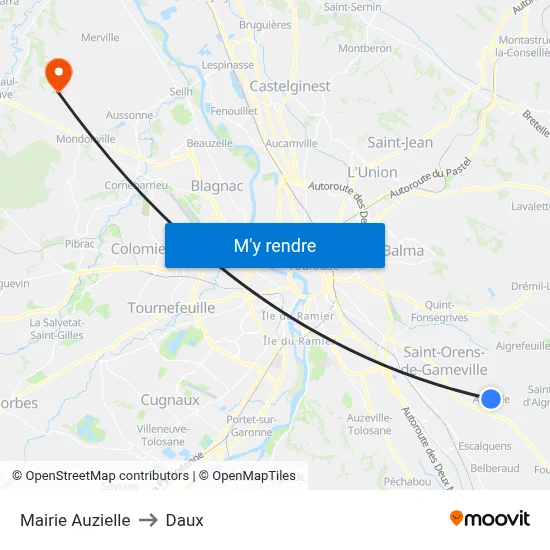 Mairie Auzielle to Daux map
