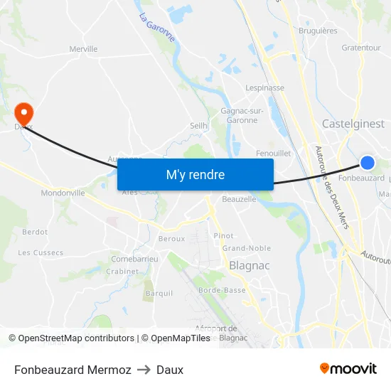 Fonbeauzard Mermoz to Daux map