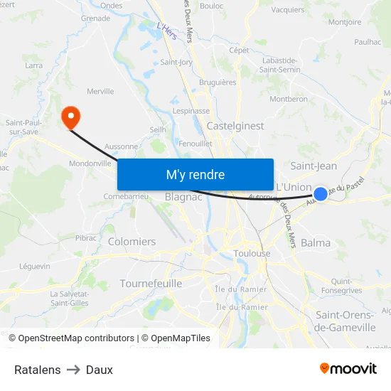 Ratalens to Daux map