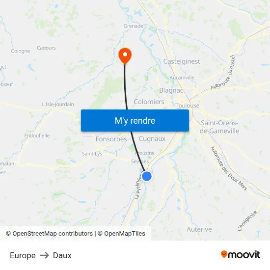 Europe to Daux map