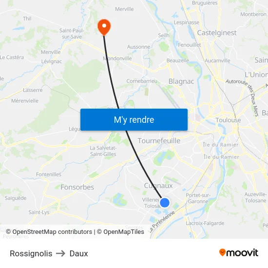 Rossignolis to Daux map