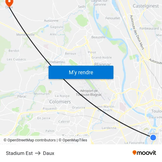 Stadium Est to Daux map