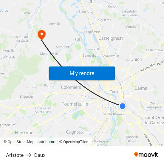 Aristote to Daux map