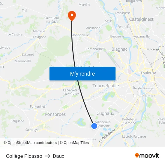 Collège Picasso to Daux map