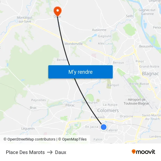 Place Des Marots to Daux map