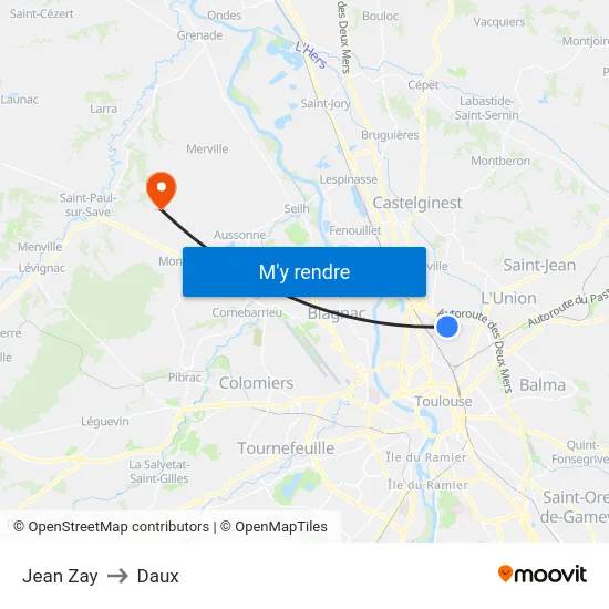 Jean Zay to Daux map