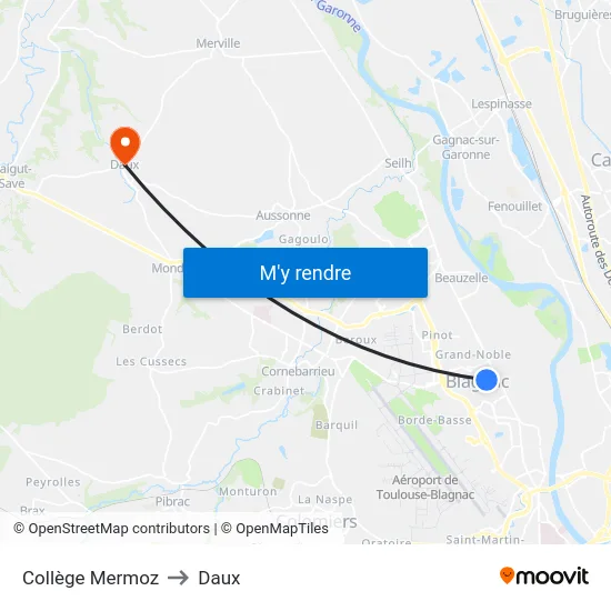 Collège Mermoz to Daux map