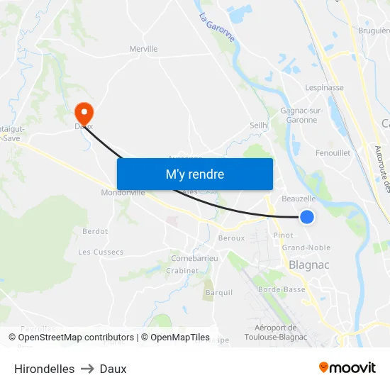 Hirondelles to Daux map