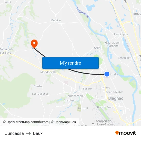 Juncassa to Daux map