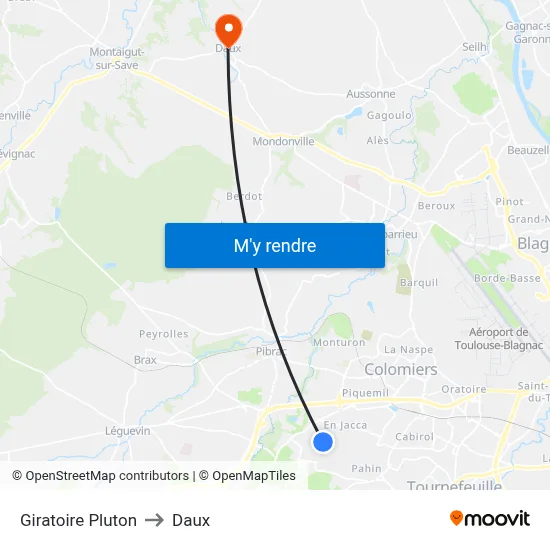 Giratoire Pluton to Daux map