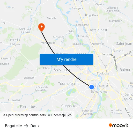 Bagatelle to Daux map