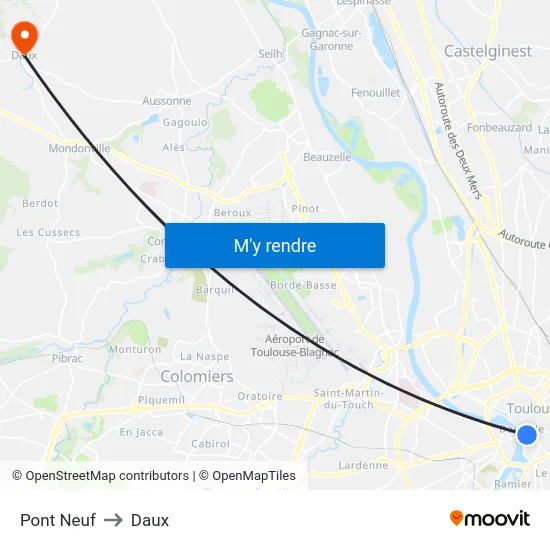 Pont Neuf to Daux map