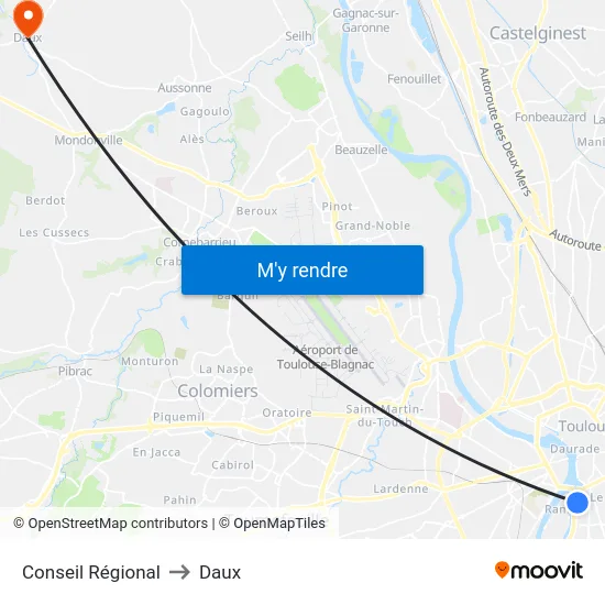 Conseil Régional to Daux map